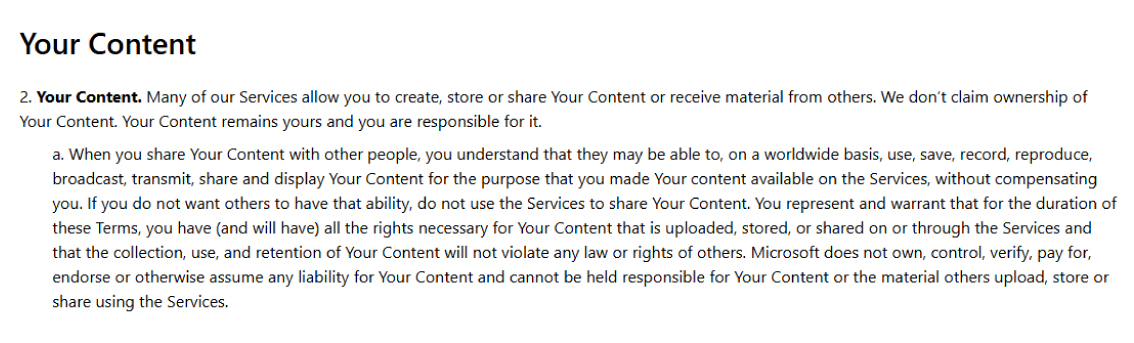 microsoft 365 terms of service 